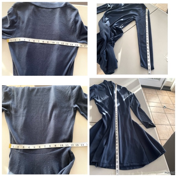 Peruvian Connection Pima Cotton peplum Blue Drapey Open Front Cardigan XS - Picture 8 of 11